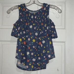 SO brand blue off the shoulder flowered tank size 10/12